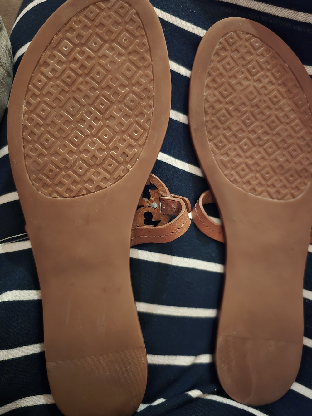 Tory Burch Miller Logo Sandals in Saddle Brown - Picture 9 of 10